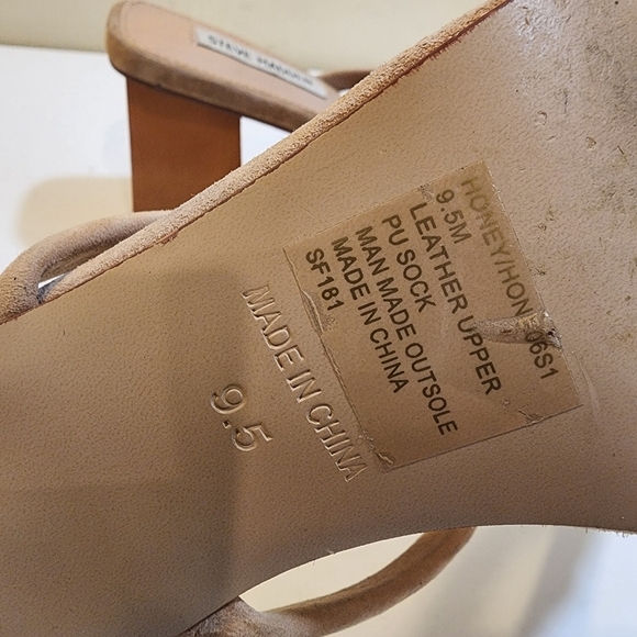 Steve Madden Honey Slide Block heels Strappy Leather Upper Sandals size 9.5M - Picture 7 of 9